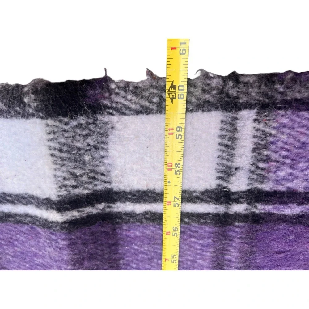 Purple Black White Plaid Throw Blanket 60x76
